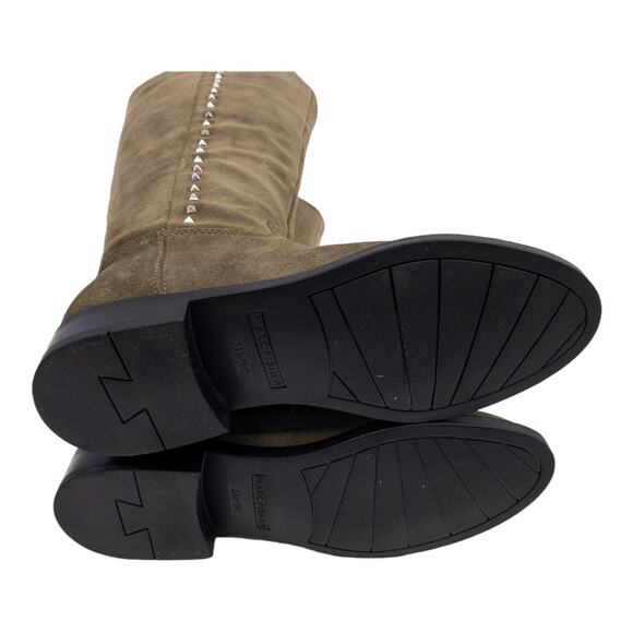 Marc Fisher Sage Green Secrit Suede Tall  Studded Wide Calf Low Heel Boots 5 - Picture 9 of 9